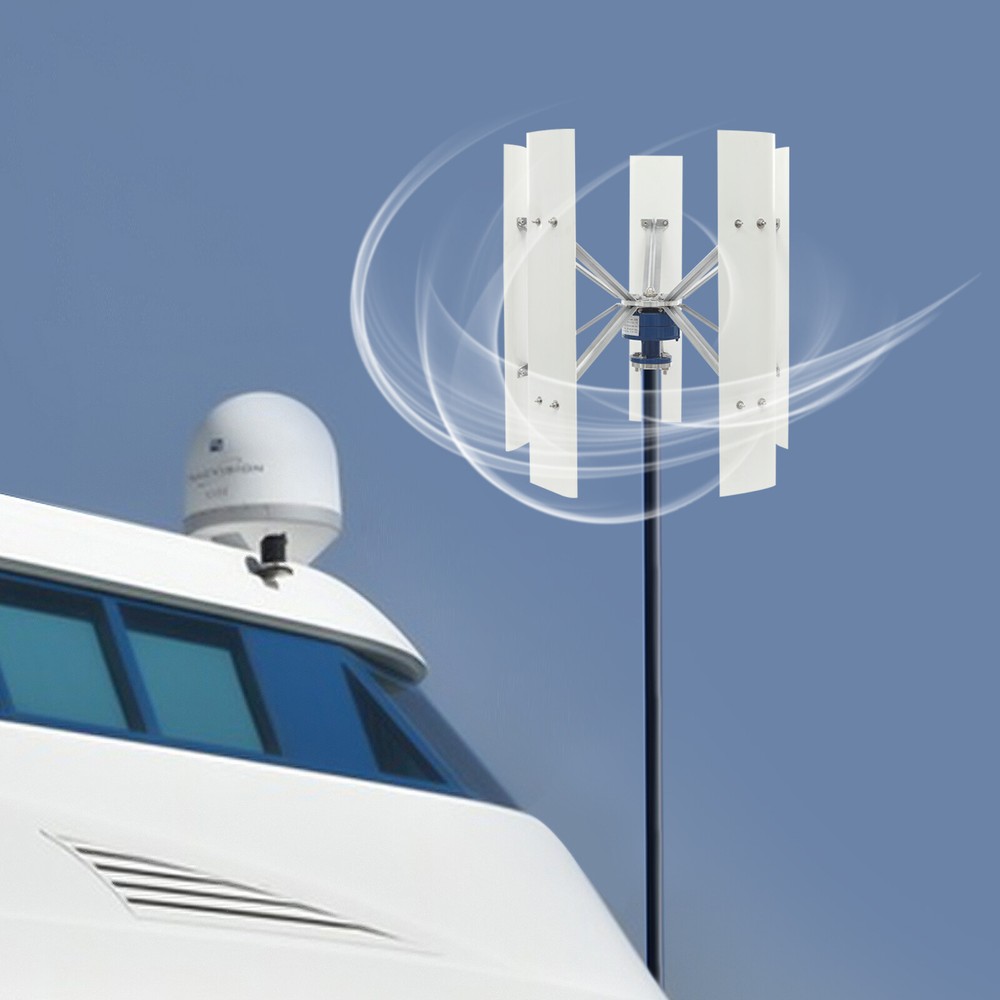 White Vertical Axis Wind Turbine Generator 5-blade Wind Turbine Generator 100W