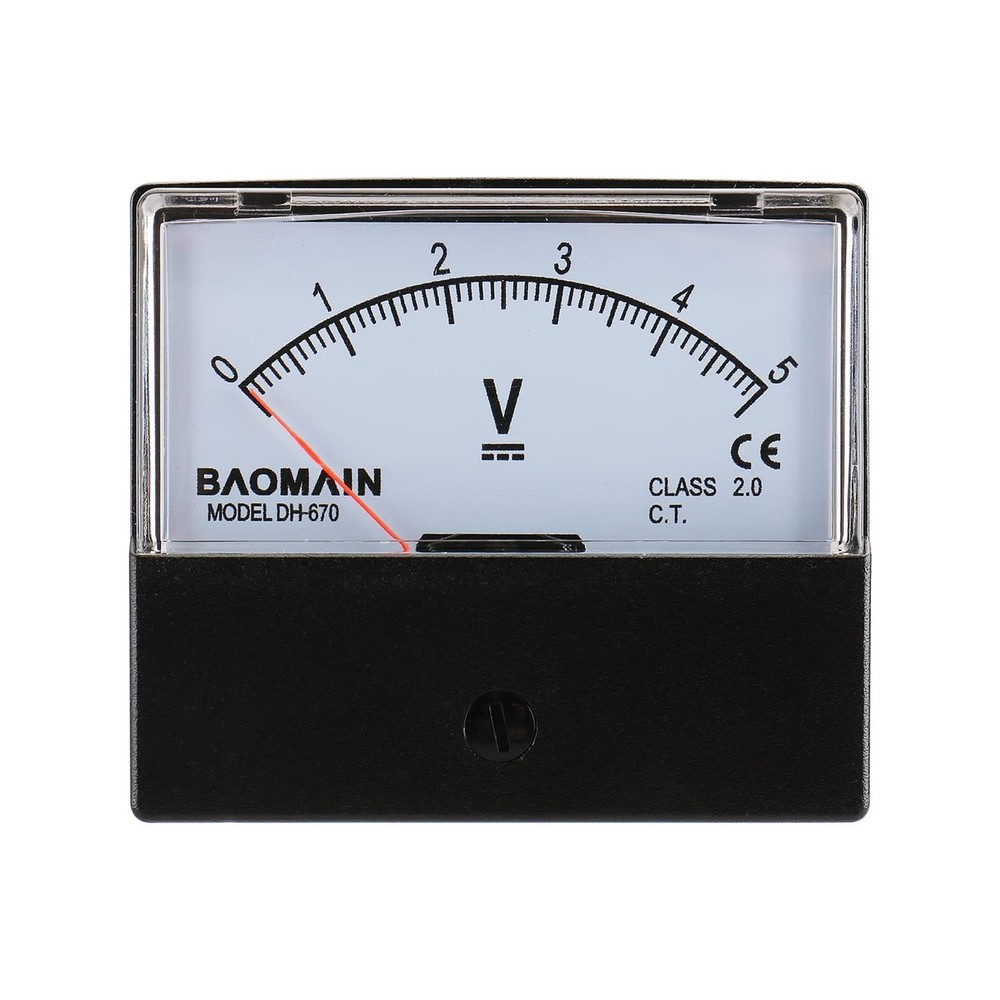 Baomain Voltmeter DH-670 DC 0-5V Rectangular Class 2.5 Analog Panel Volt Volt...
