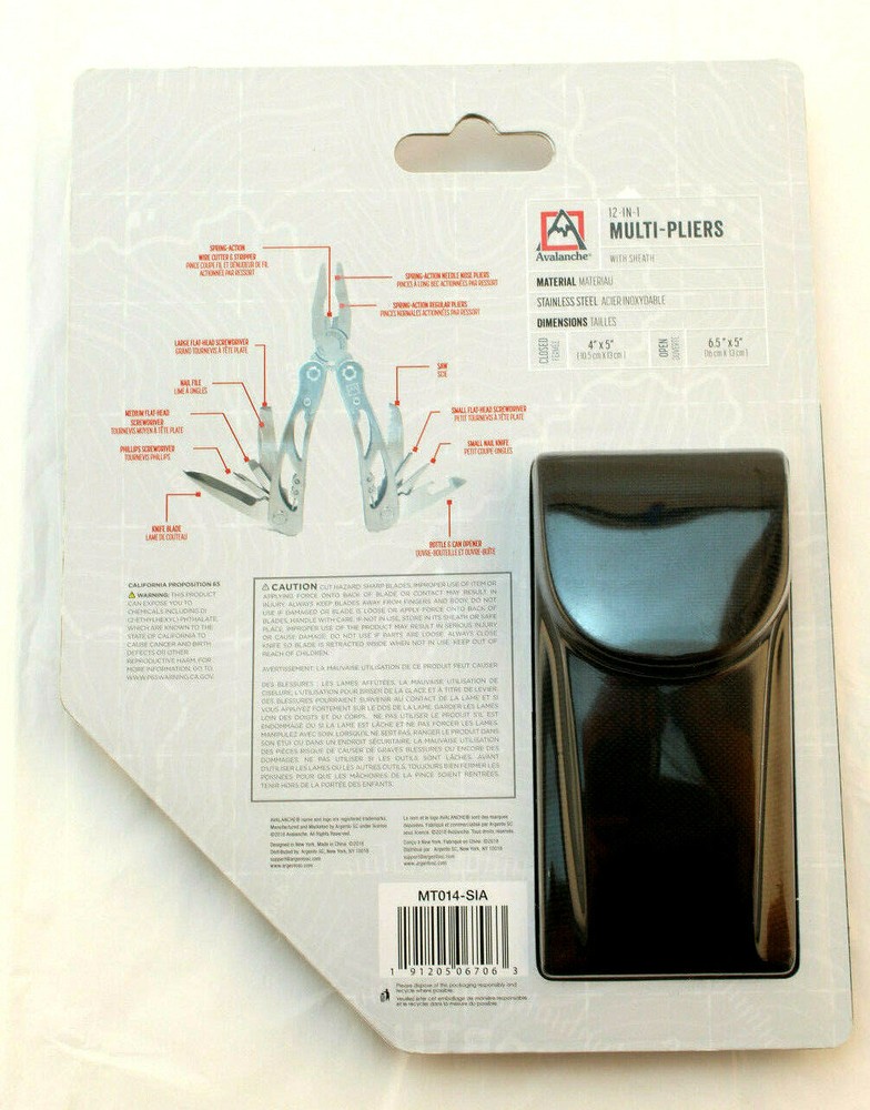 AVALANCHE 12-IN-1 Multi-Pliers Multi Survival Tool With Sheath NEW WITH PACKAGE