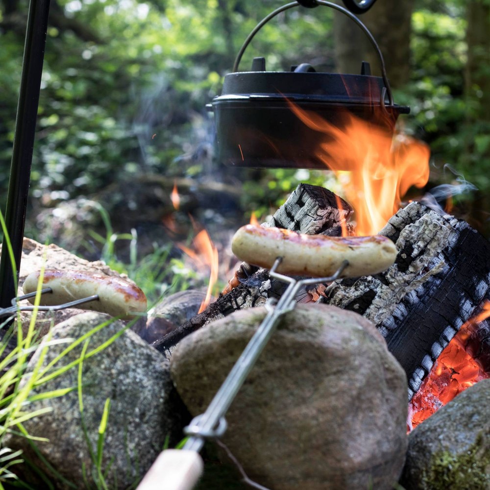 Petromax Campfire Roasting Stick Skewer, Adjustable Handle Straight Prongs LS1