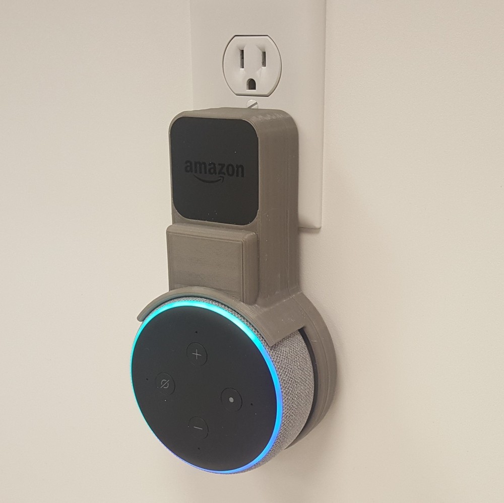 WHITE Amazon Echo Dot 3, Socket Mount wall mount clean look