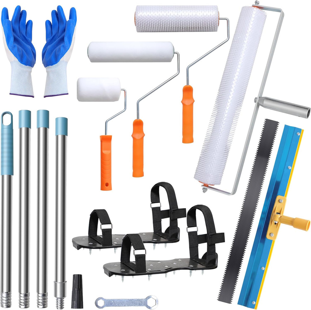 Self Leveling Cement Tool Kit- Epoxy Floor Tool Kit Includes Self-Leveling Rake,