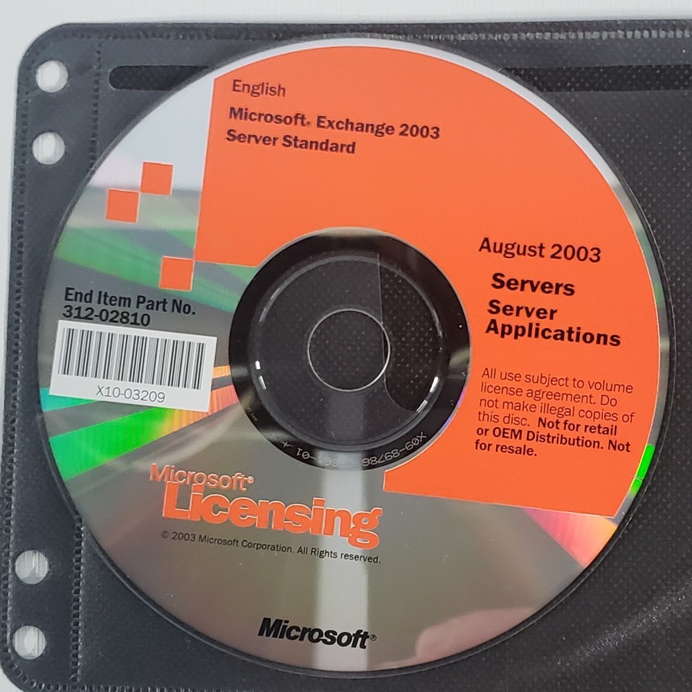 Microsoft Exchange 2003 Server Standard 5 Replacement Discs