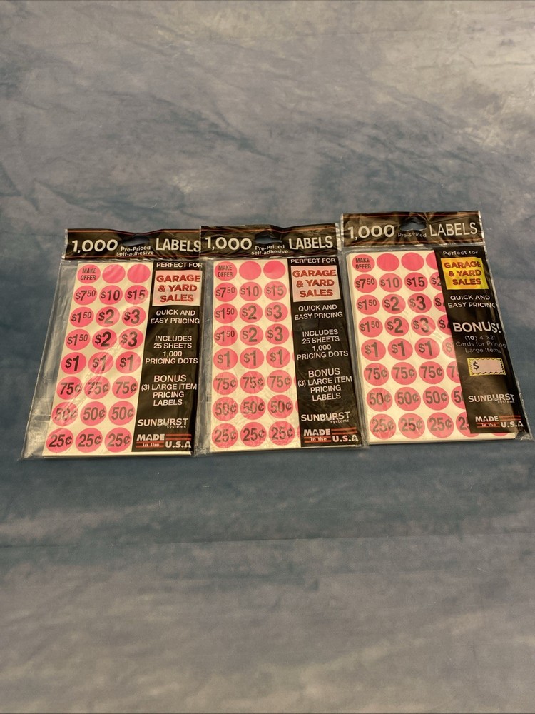 3 Pk. SUNBURST LABELS.. 3000 LABELS NEW..
