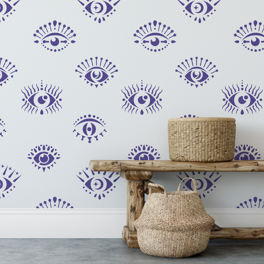 Evil Eyes Pattern Wall Stencil - Durable & Reusable Mylar Stencils