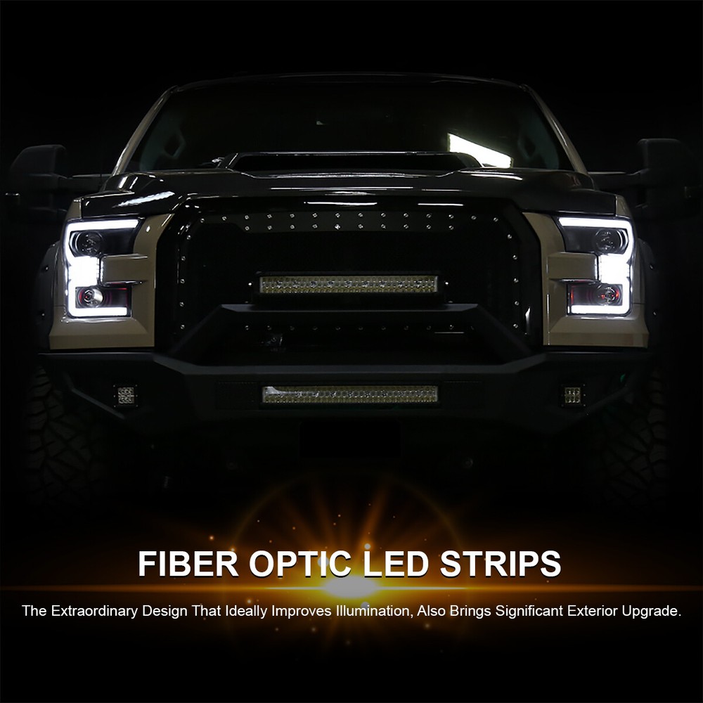 Black Fits 2015-2017 F150 Switchback LED Sequential Signal Projector Headlights