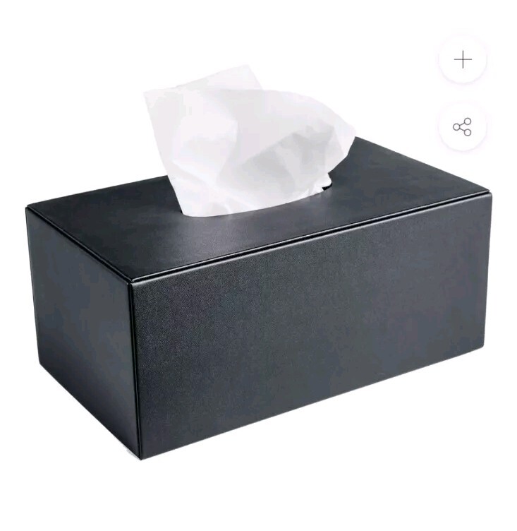 Dacasso Premium Black Leather Tissue Box Cover