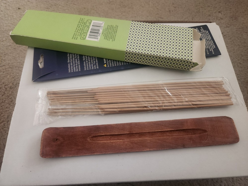 2 packs incense and a burner