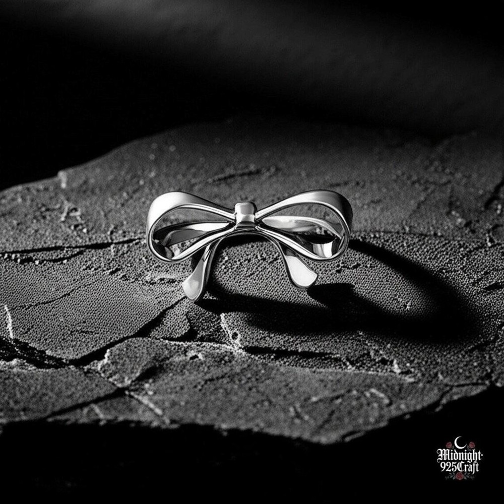Bow ring, sterling silver ring, minimalist ring, adjustable ring, handmade ring,