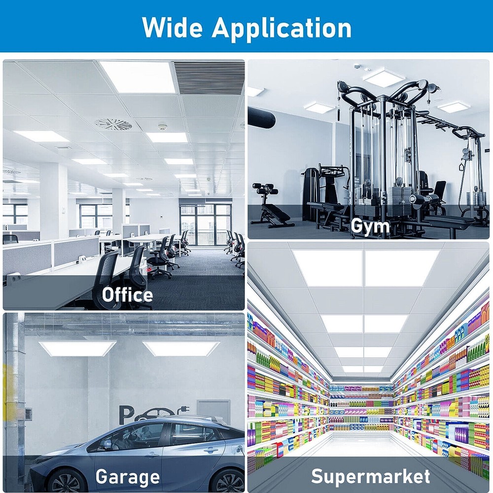 2-100Pack 2x2Ft LED Panel Light Drop Ceiling Flat Recessed Troffer Fixture 5000K