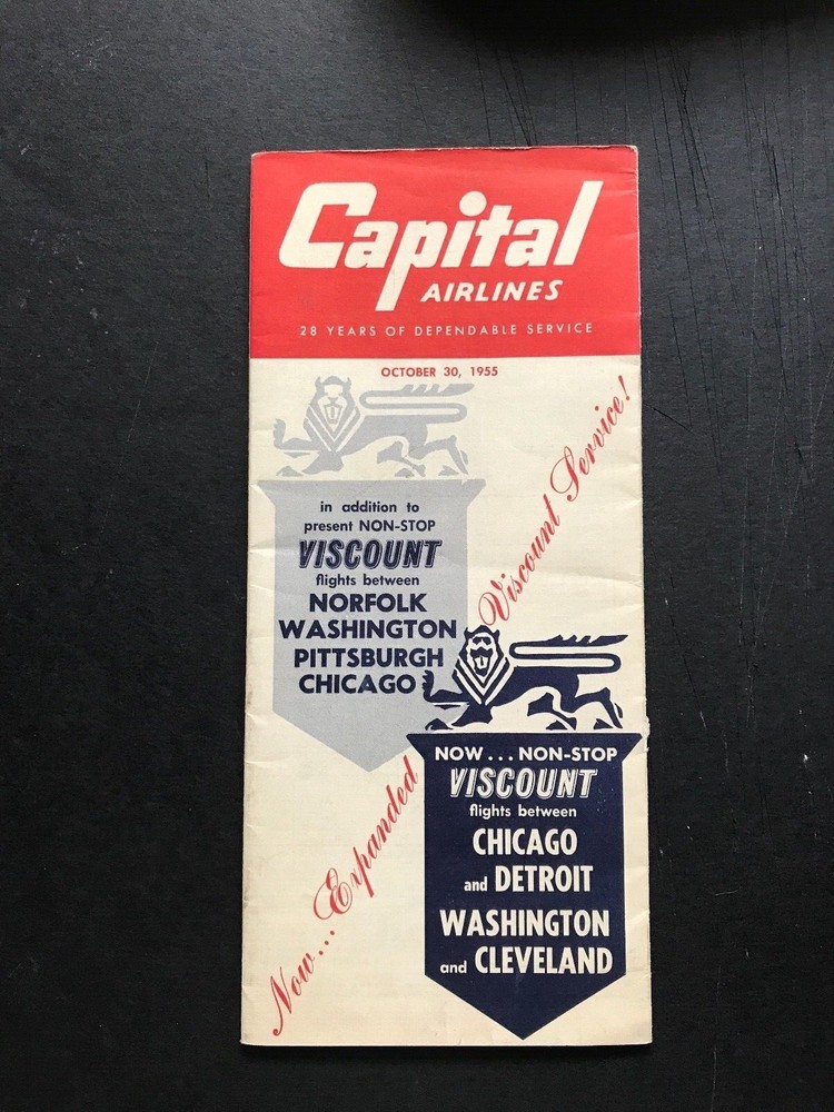 Capital Airlines System Timetable,  Oct. 30, 1955