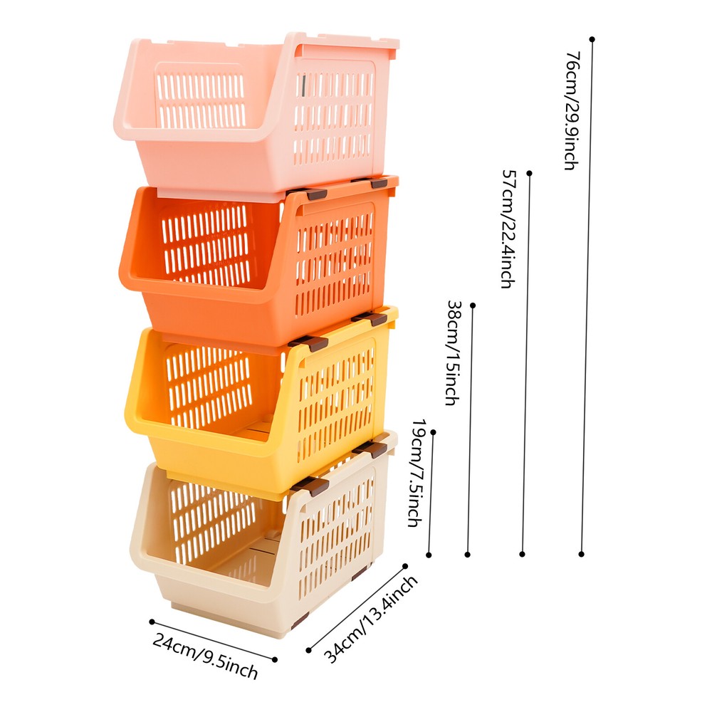 4 PCS Stacking Storage Baskets, Stackable Organizer Baskets,?Storage Bins