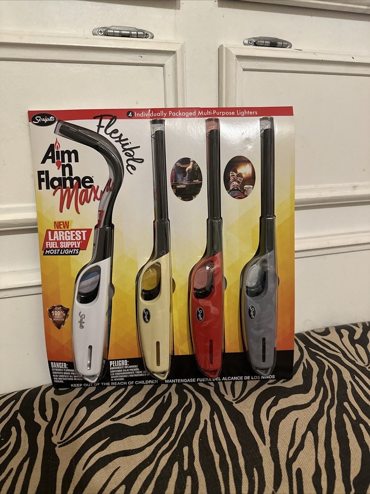 4 Pack SCRIPTO Multi-Purpose Lighter BBQ Barbecue Camping Durable Lighters