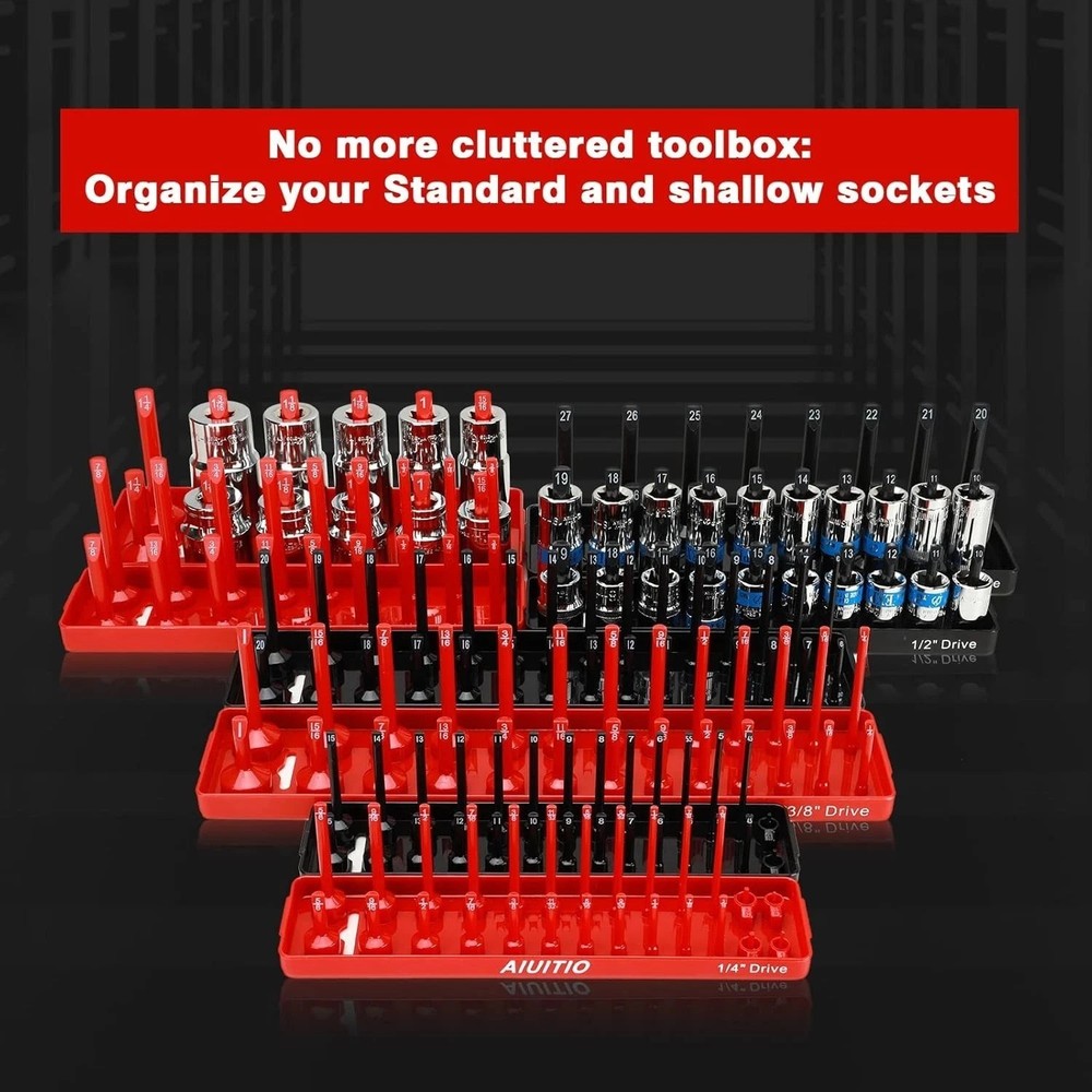 Complete 8-Piece SAE & Metric Socket Organizer Tray Set – Time-Saving Solution