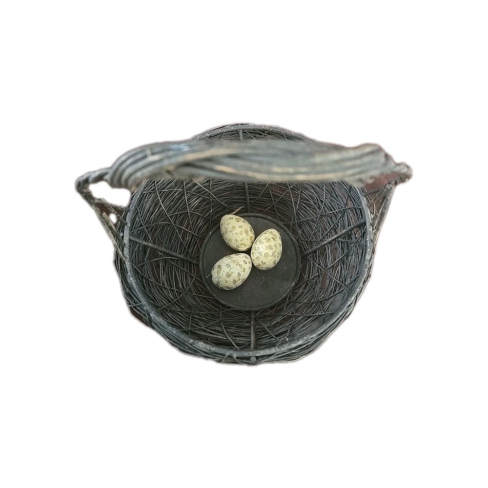 VTG Decorative Easter Egg Wire Basket Eggs - Spring Farmhouse