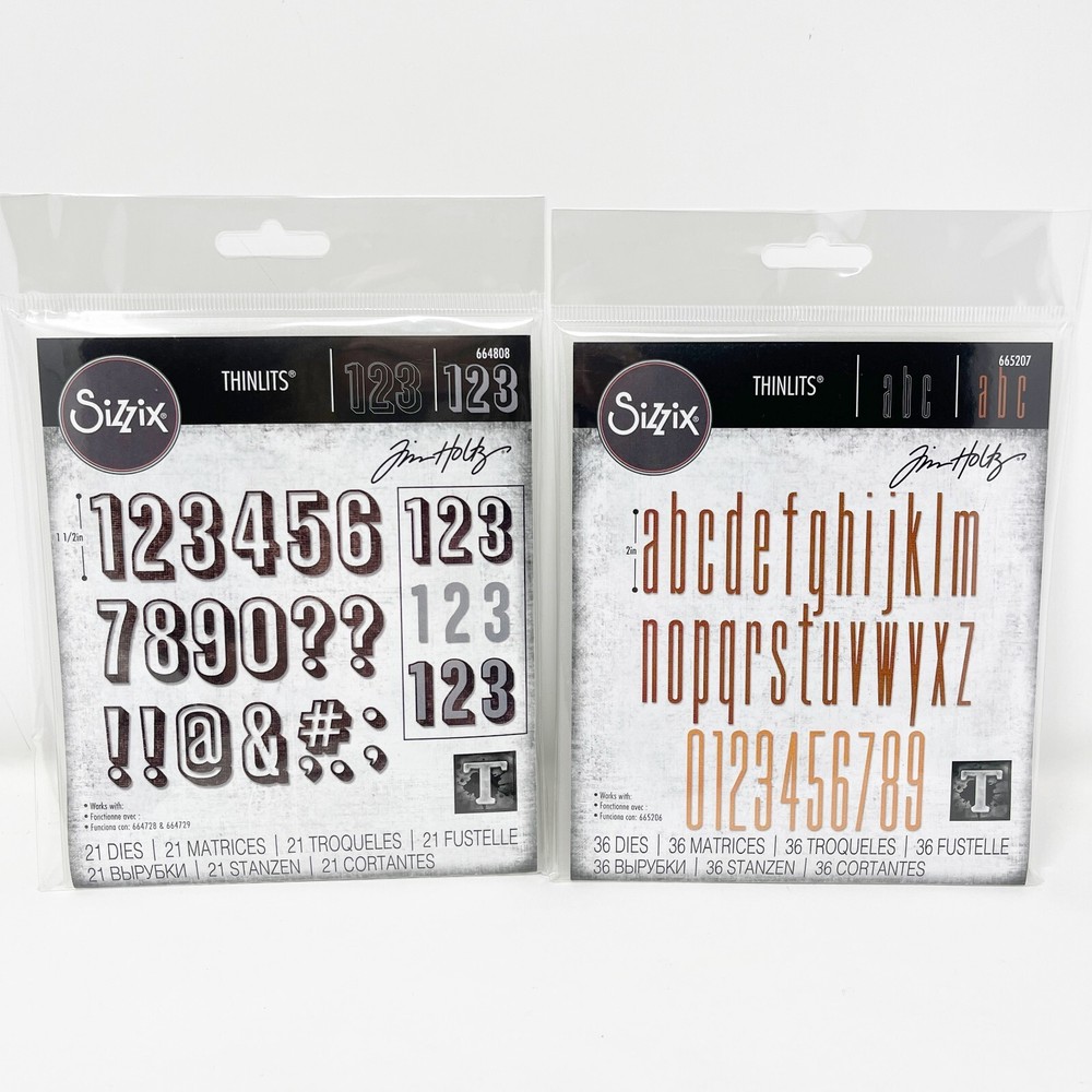 Sizzix Thinlits Tim Holtz Alphanumeric Numbers & Alphabet Letters Cutting Dies