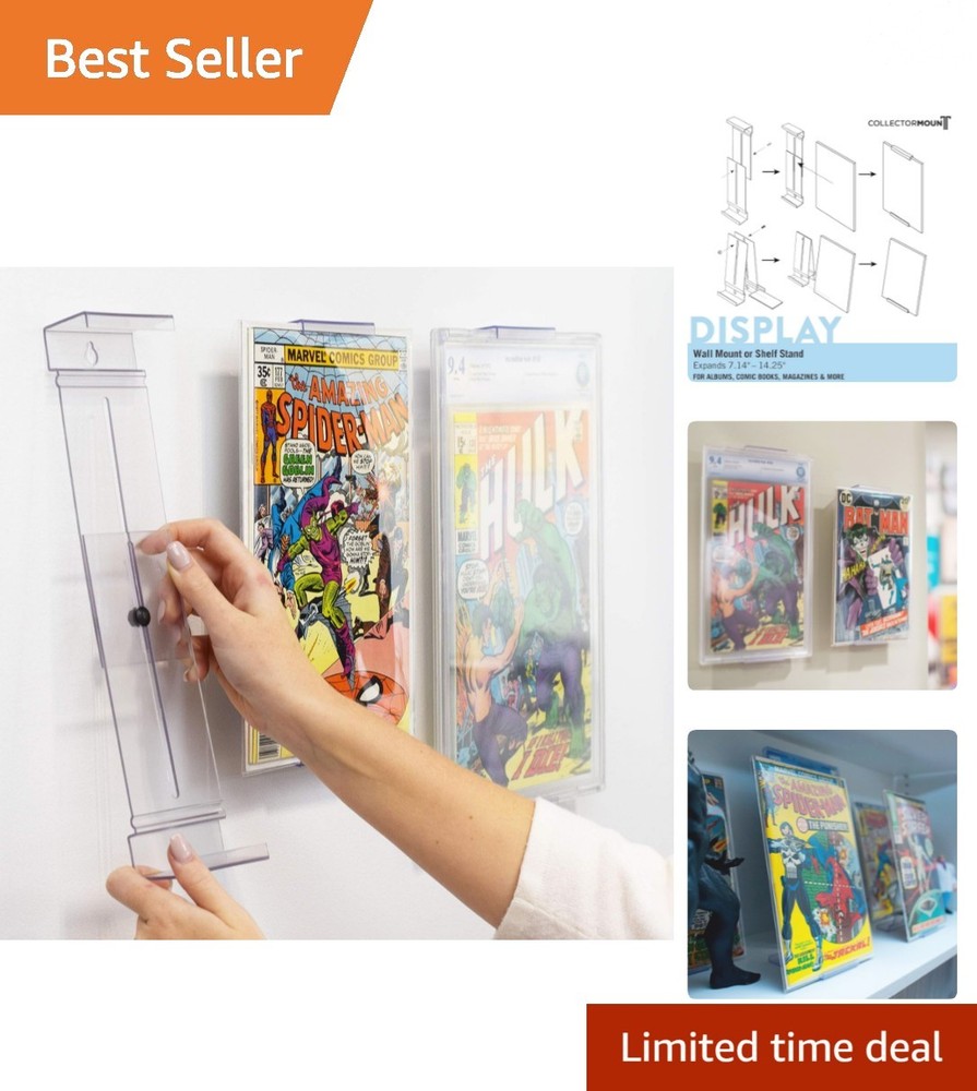 Invisible Wall Mount Shelf for Comic Books - Clear Design, Adjustable Height
