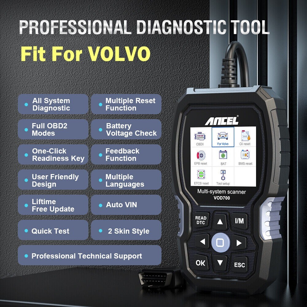 Ancel VOD700 OBD2 Scanner Diagnostic Tool All System Fit For VOLVO Code Reader