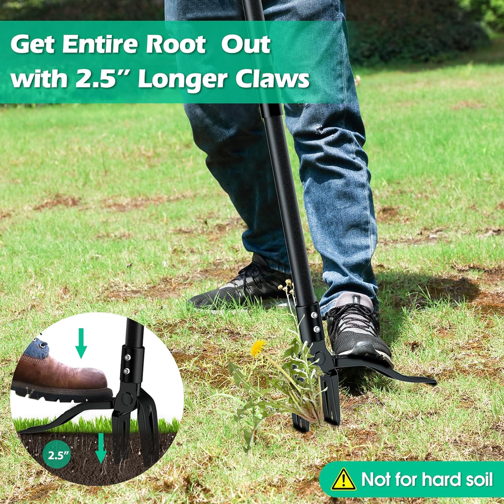 Weed Puller with Long Handle- 63Inch - Adjustable Stand up Weed Puller Tool, Hea
