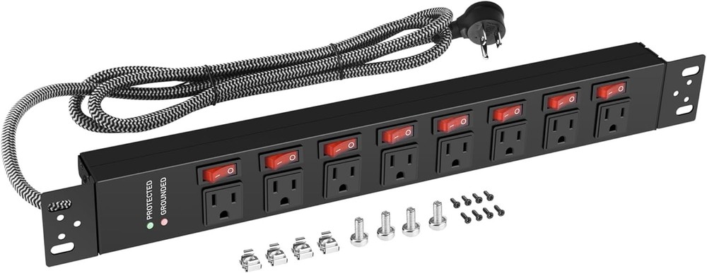 Rack Mount Power Strips,8 Outlet Strips Surge Protector with Individual Switc...