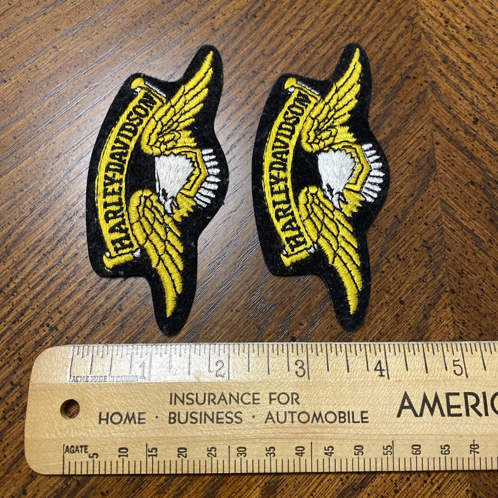Two New Harley Davidson Patches Black Gold Winged Eagle