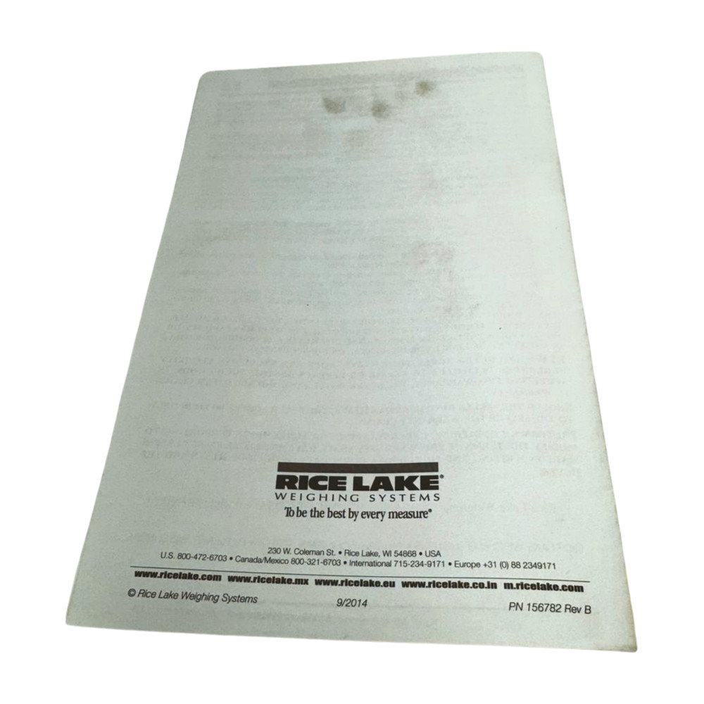 Rice Lake Modbus TCP Interface Installation and Programming Manual, 156782