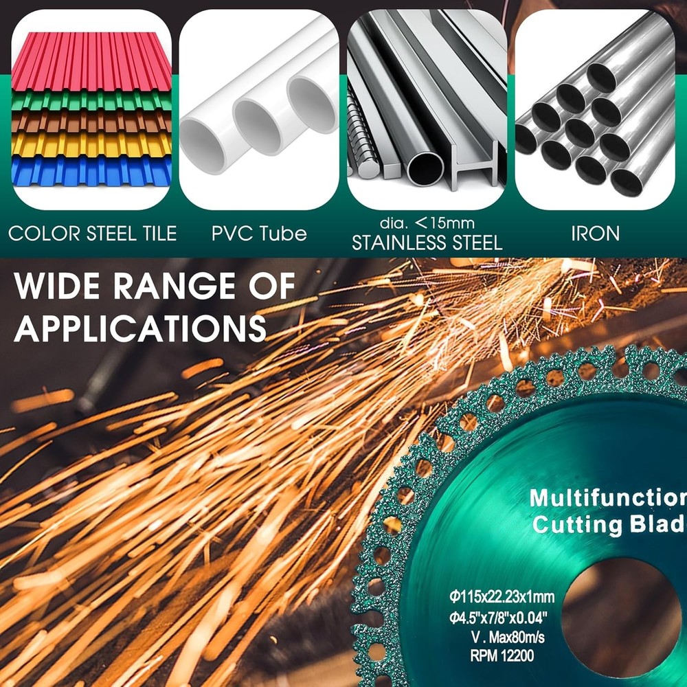 Diamond Cutting Discs Set for Angle Grinder 4.5 Inch 5 Pack Smooth Cutting