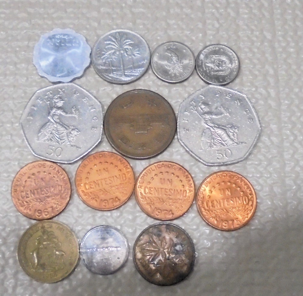 14 ASSORTED FOREIGN COINS AS SHOWN