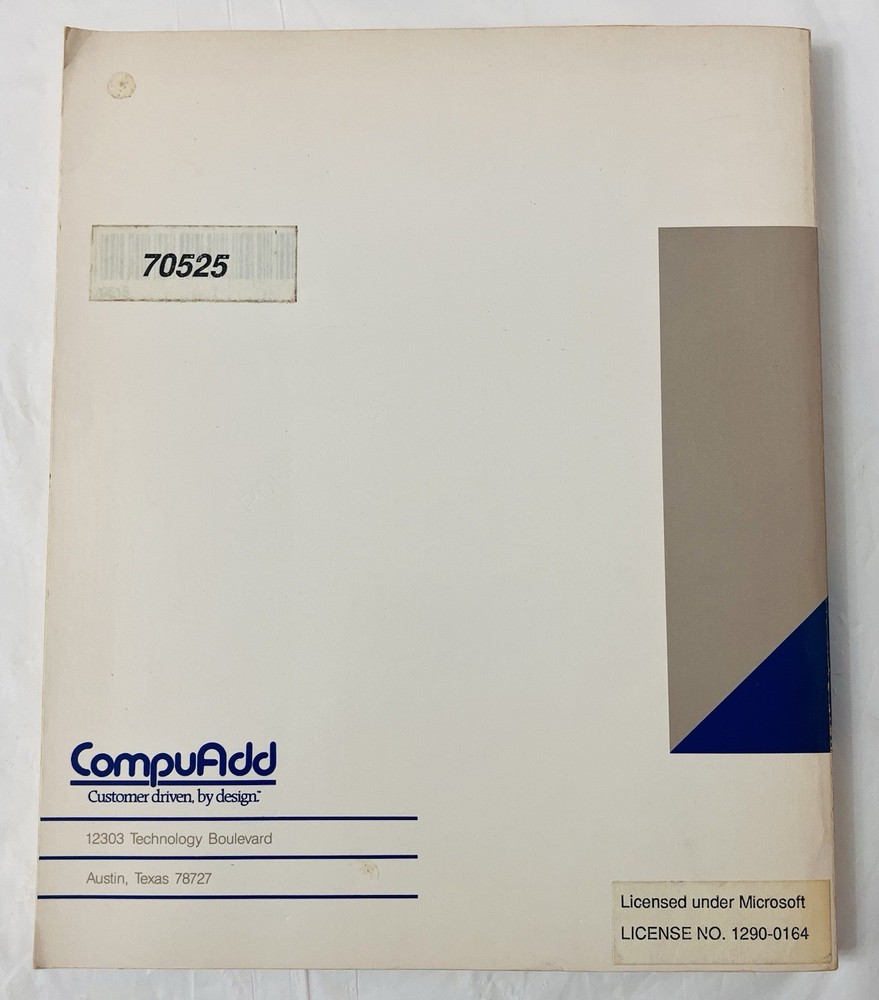 CompuAdd Microsoft MS-DOS User Guide User Reference Shell Guide (1988) Manual VG