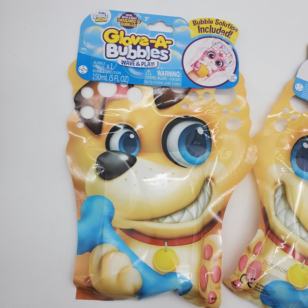 2 Glove-A-Bubbles NEW ~ Wave & Play, Bubble Solution Included & Bubble Pouch