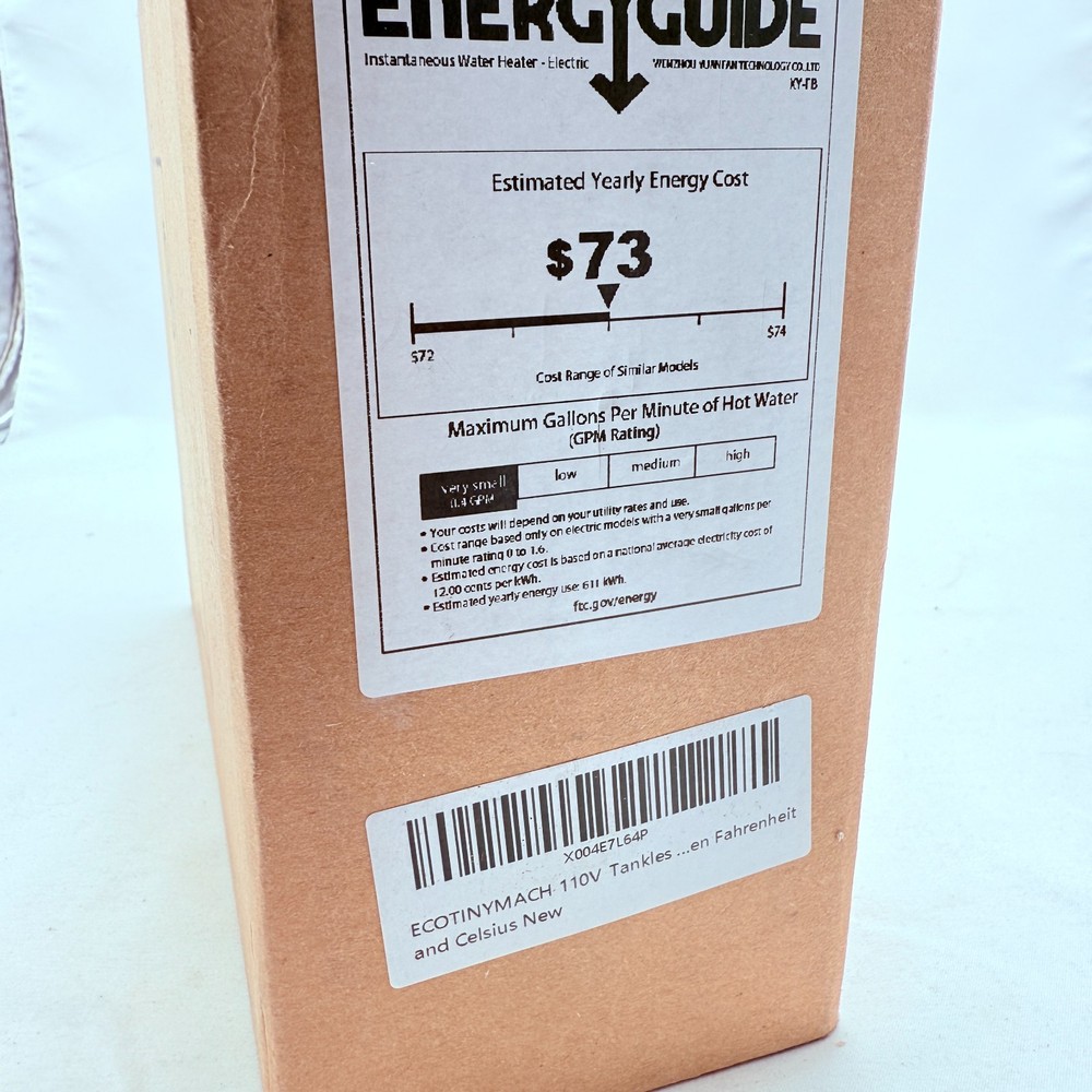 Ecotinymach 110V Tankless Water Heater Electric, 3000W Compact Under Sink