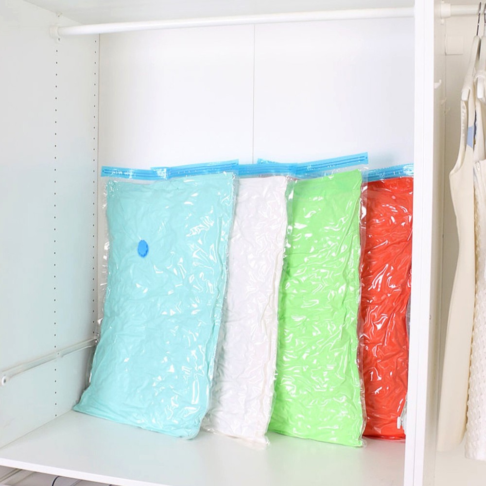 5pcs Transparent Vacuum Bag Folding Compressed Space Saving Clothes Storage