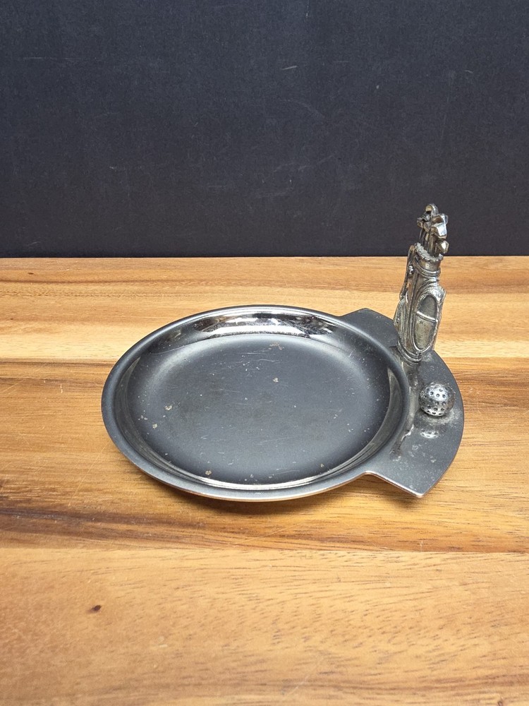 Silver Trinket Dish - Golf Bag And Ball - Felt Bottom