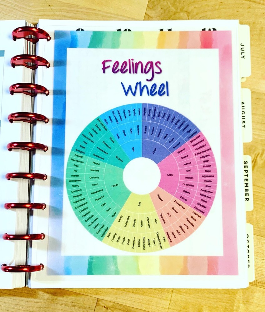 Feelings Emotions Wheel Tracker 2 Sided Dashboard Insert 4 use w/ HAPPY Planner-