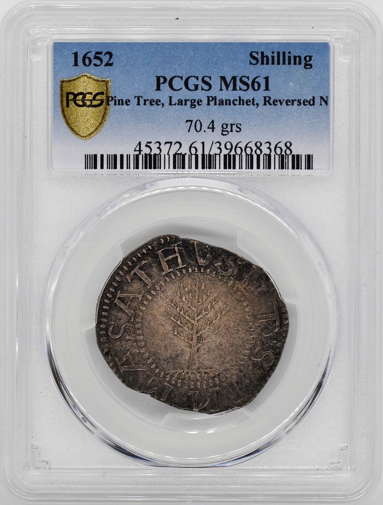 1652 PINE TREE SCHILLING PCGS MS 61
