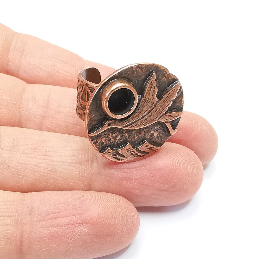 Bird Ring Blank Setting, Cabochon Mounting, Adjustable Resin Base, Inlay Ring