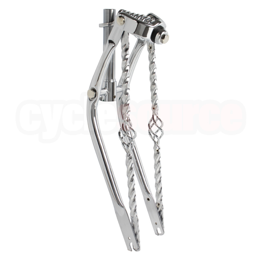 20" Lowrider Classic Square Twisted Spring fork W/Twisted Cage Bars Chrome​