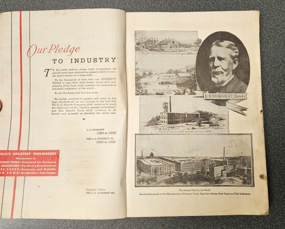 Starrett Precision Tools 1938 Manual, Notebook - Lufkin Tools Thread Rule