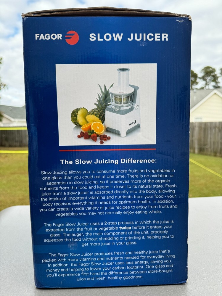 Fagor Slow Masticating Juicer Model 670041650 - Vegetable & Fruit Cold Press