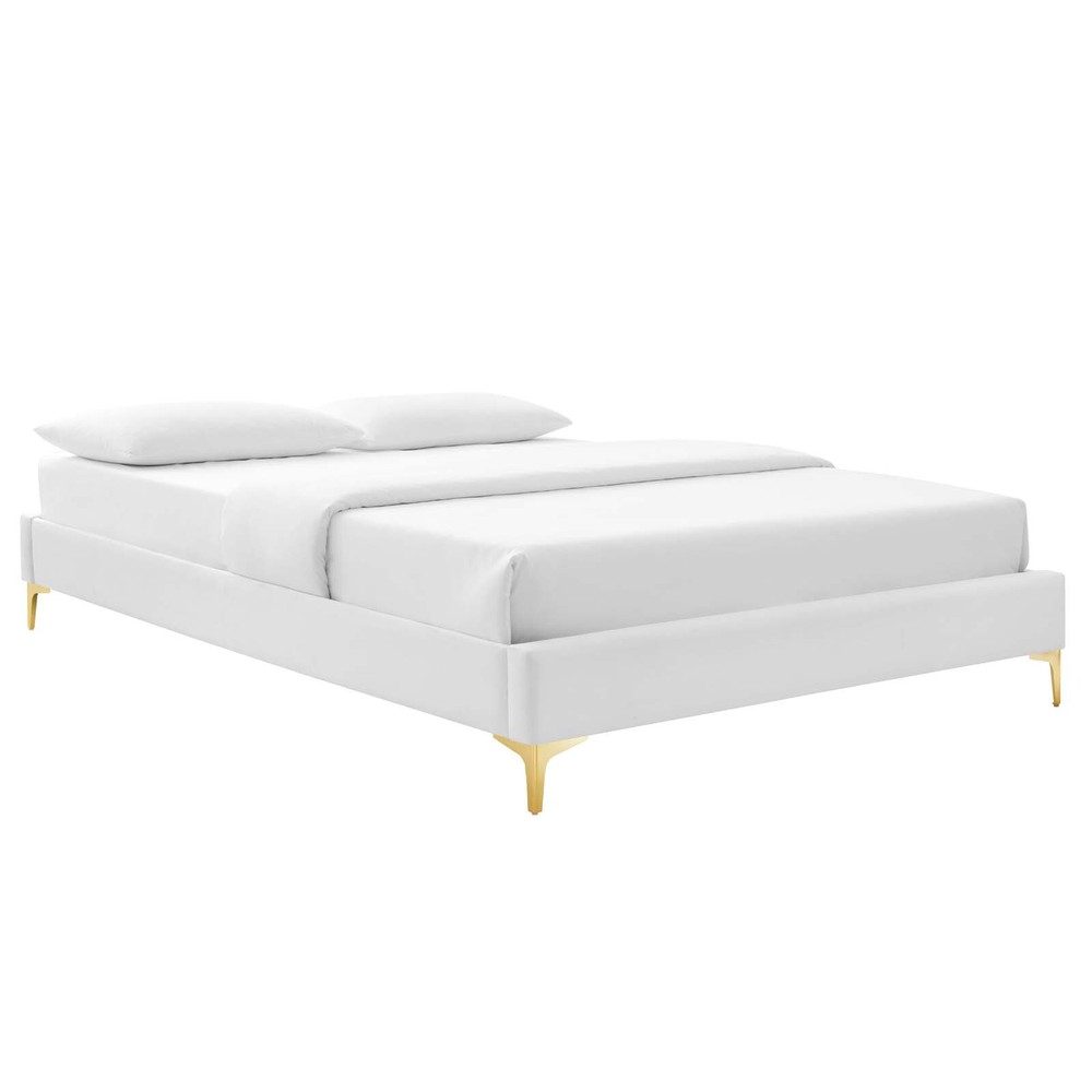 Modway Sutton Performance Velvet Queen Bed Frame in White