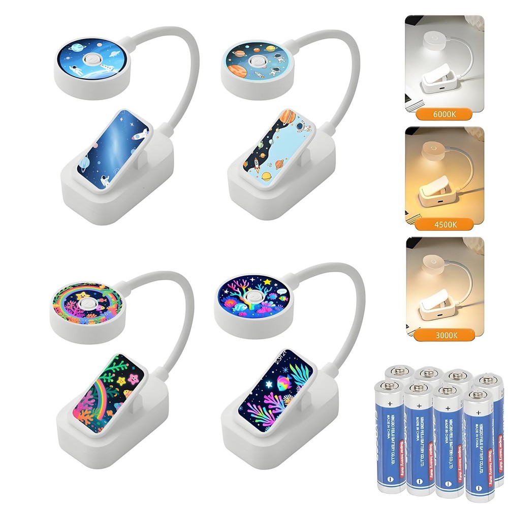 4 Pack Cute Book Light Bulk Reading Bed 3 Color Adjustable Brightness