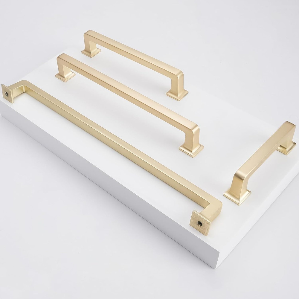 Brushed Brass 10" Cabinet Handles - 10 Pack Gold Kitchen Pulls & Hardware
