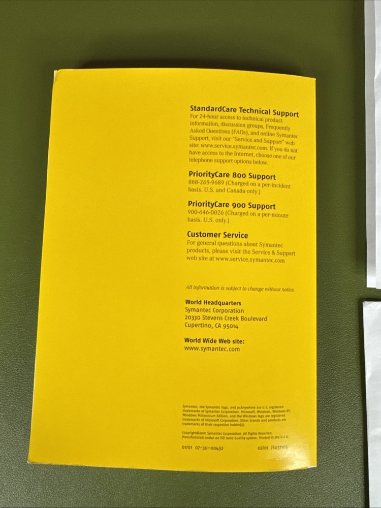 Symantec PC Anywhere Version 10.0 Vintage Software + Manual, Windows