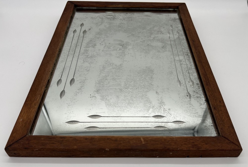 Antique Wheat Etched Mirror c1900