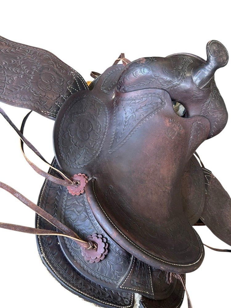 Original Vintage Blake Miller, Denver Tooled Leather Saddle