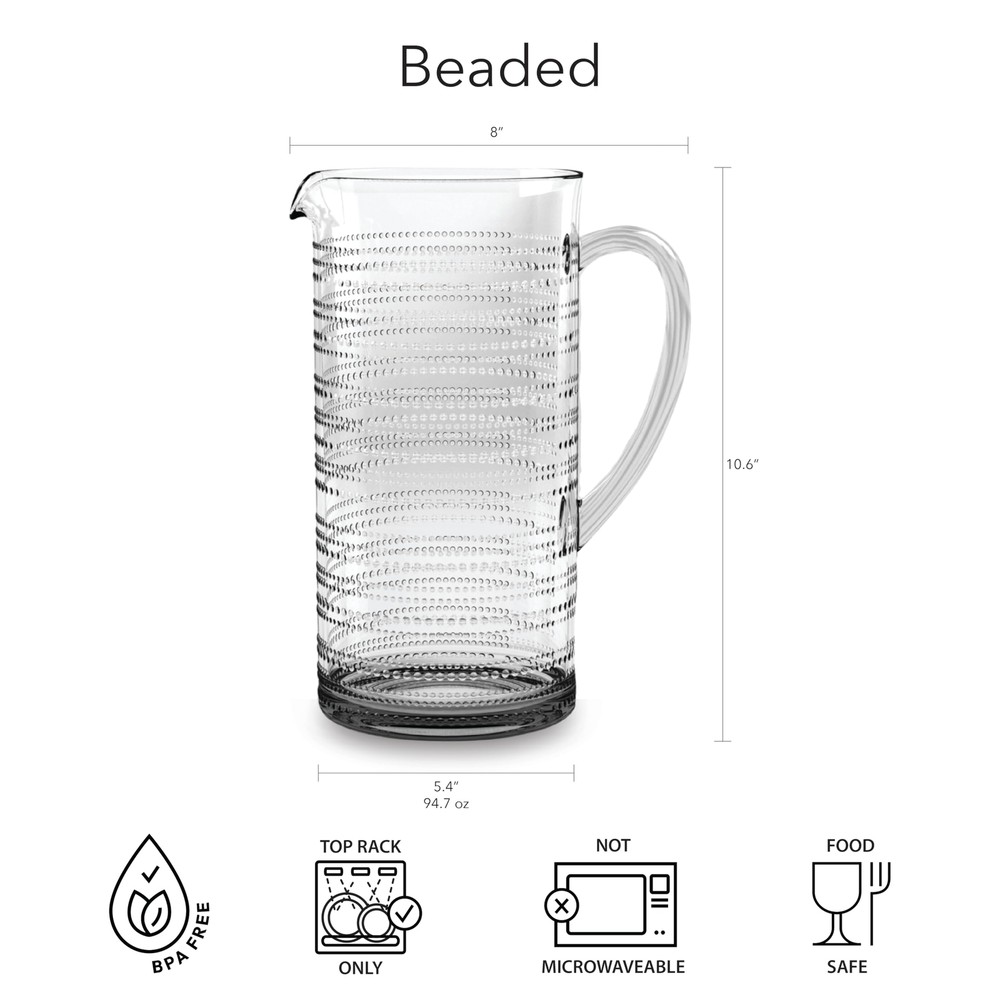 BEADED DRINKWARE PITCHER CLEAR