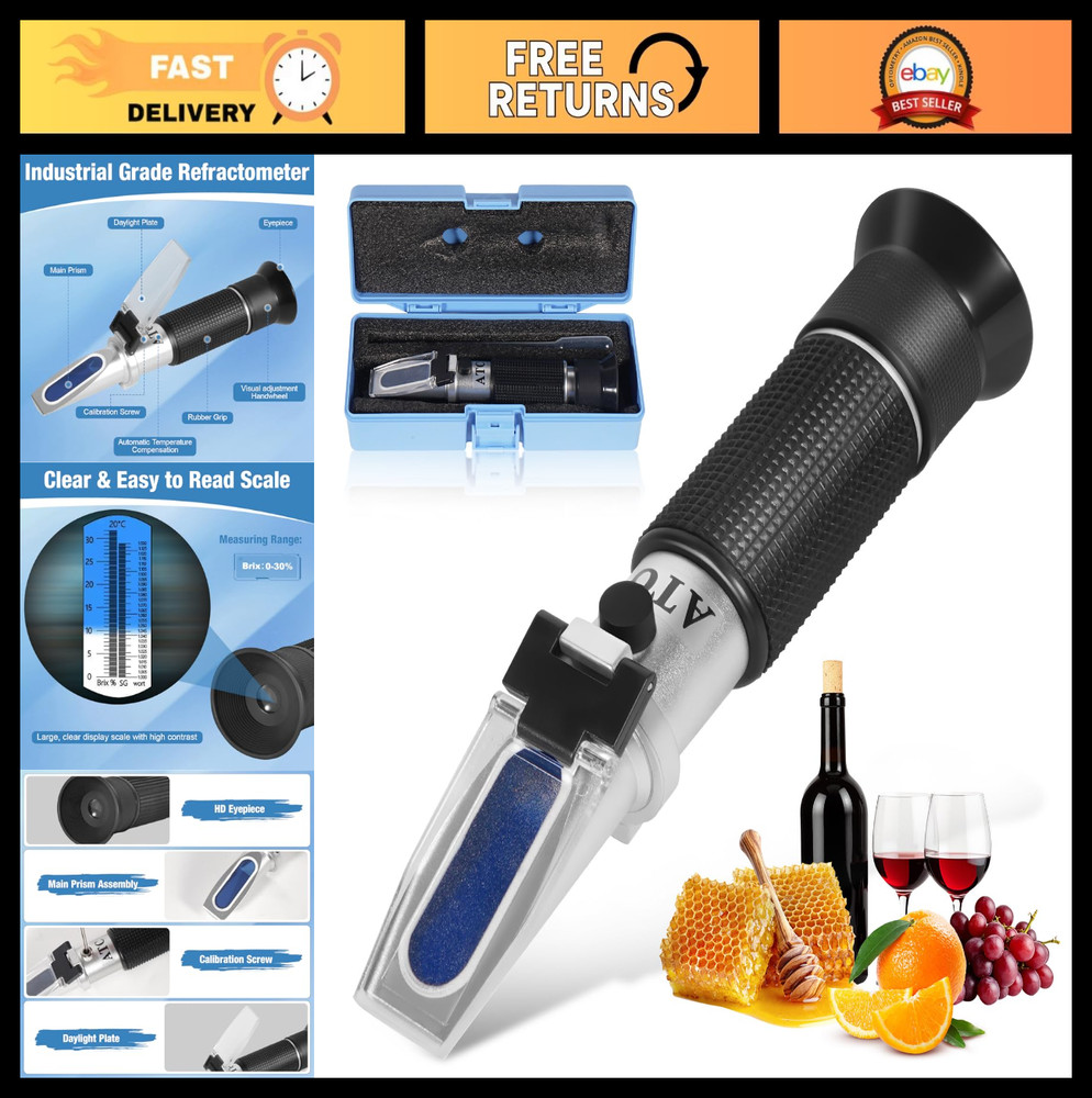 Dual Scale Refractometer with ATC - Brix & Specific Gravity for Wine & Beer Brew