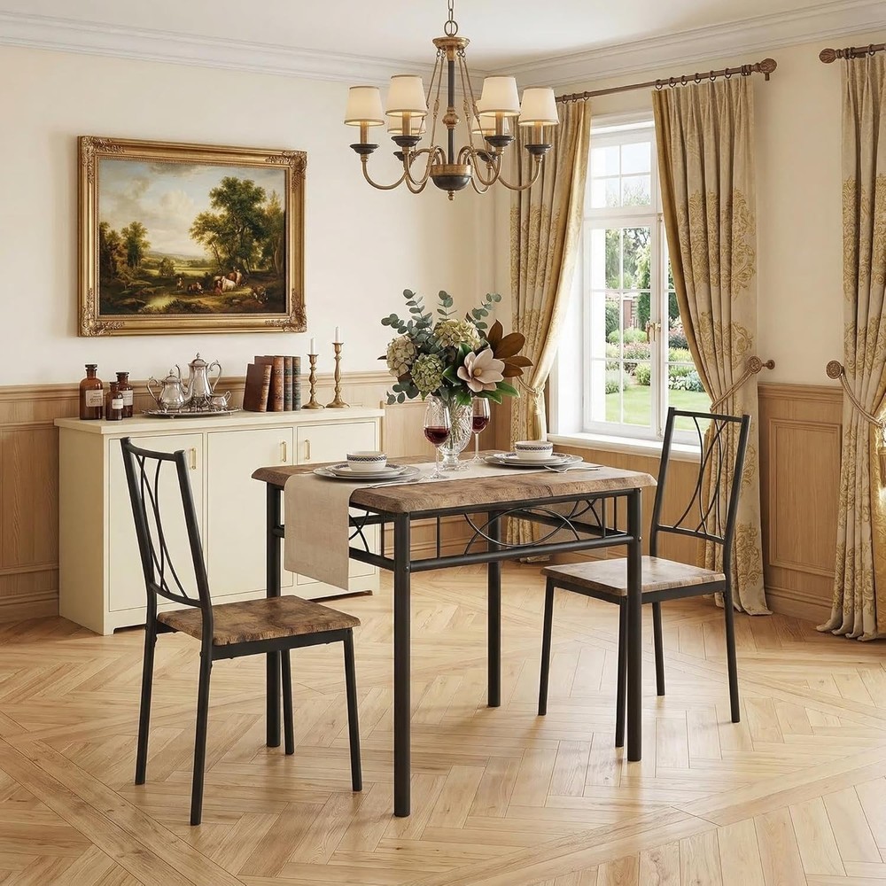 Small Rectangle Dining Table Set 4 Kitchen Table W/ 4 Upholstered Chairs