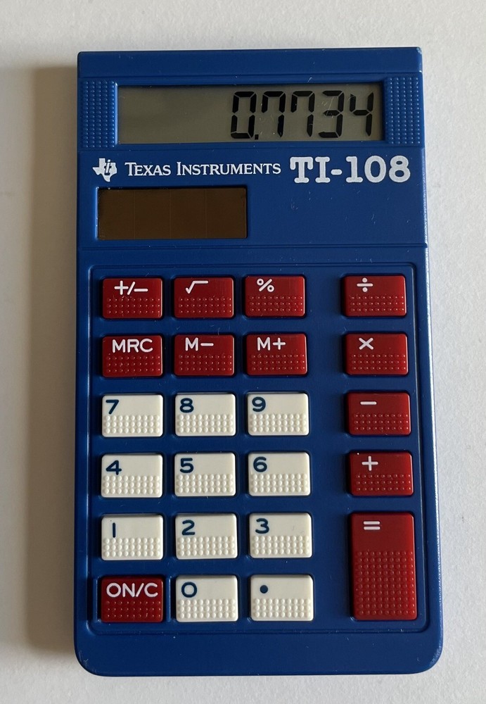 Lot Of 2 Texas Instruments TI-108 Basic Solar Powered Calculator