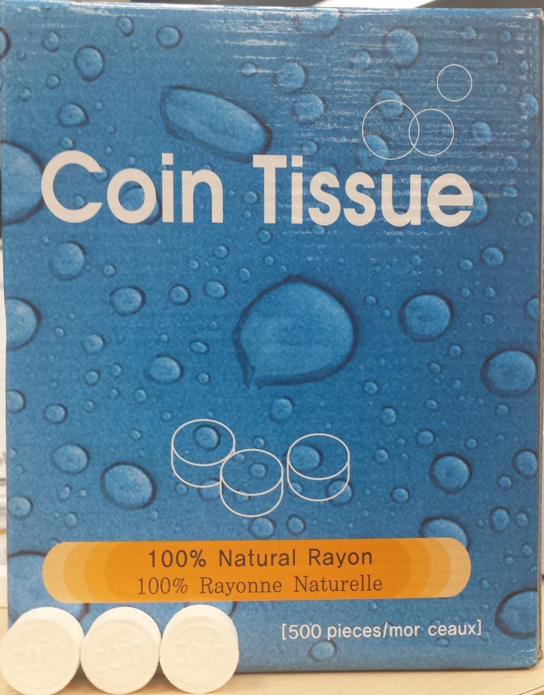 Compressed Coin Tissue - Magic Coin Tissue, 4x500pc (2000pc) Bulk Packaging